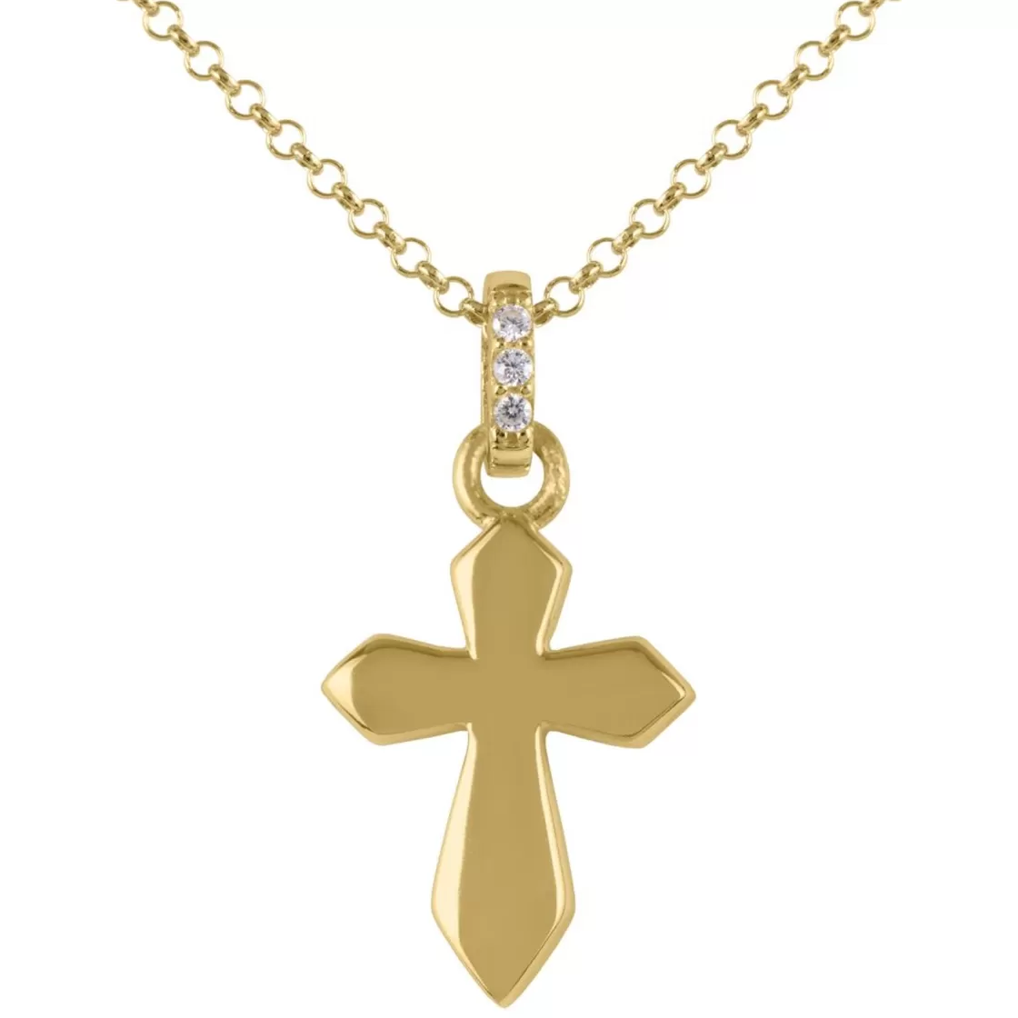 Jacques Lemans Necklace "Cruzifix" Sterlingsilver Goldplated With Topazes