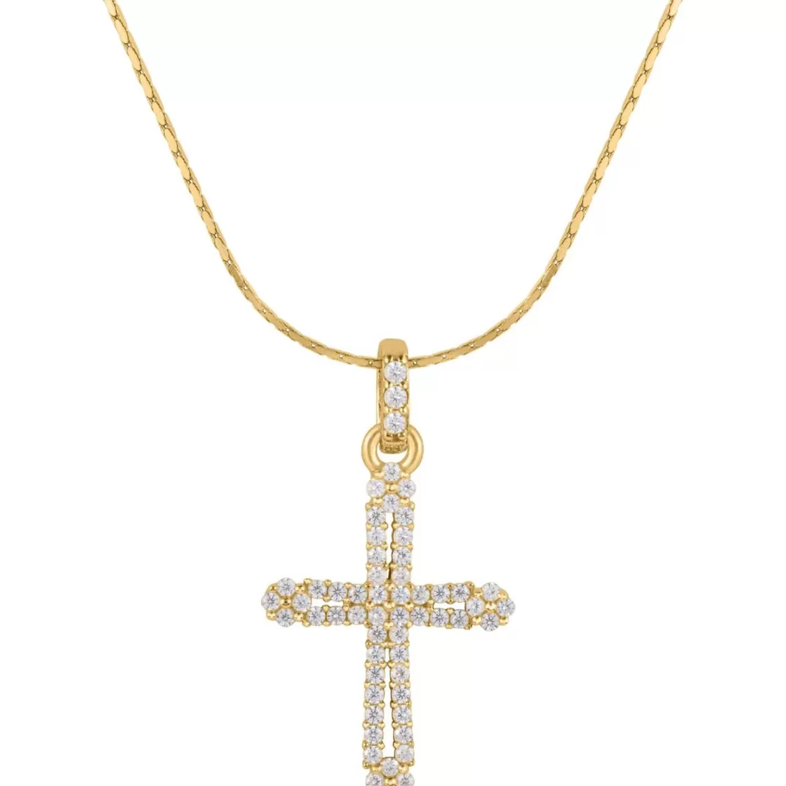 Jacques Lemans Necklace "Cruzifix" Sterlingsilver Goldplated With Topazes