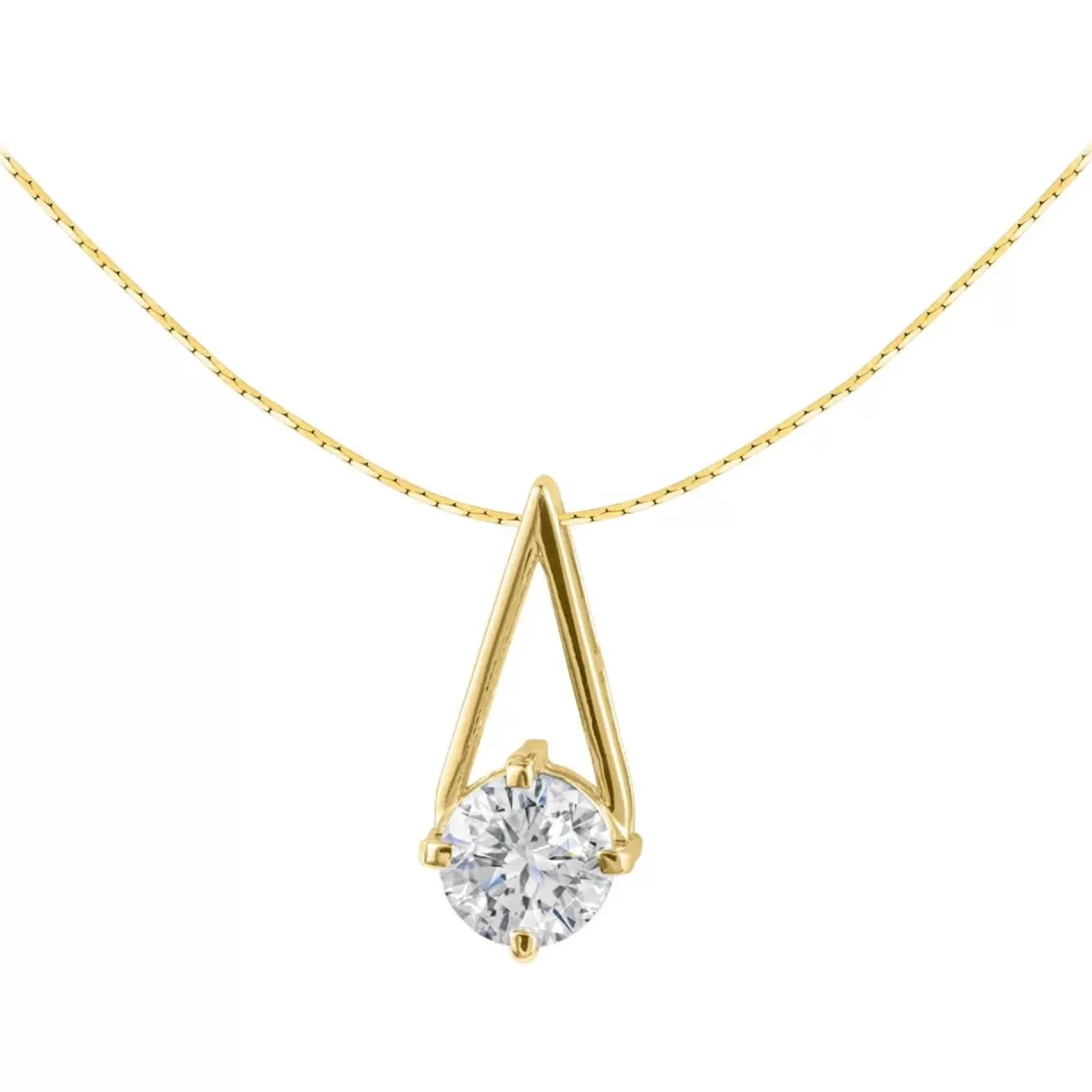 Jacques Lemans Necklace Sterling Silver Gold-Plated With White Topaz