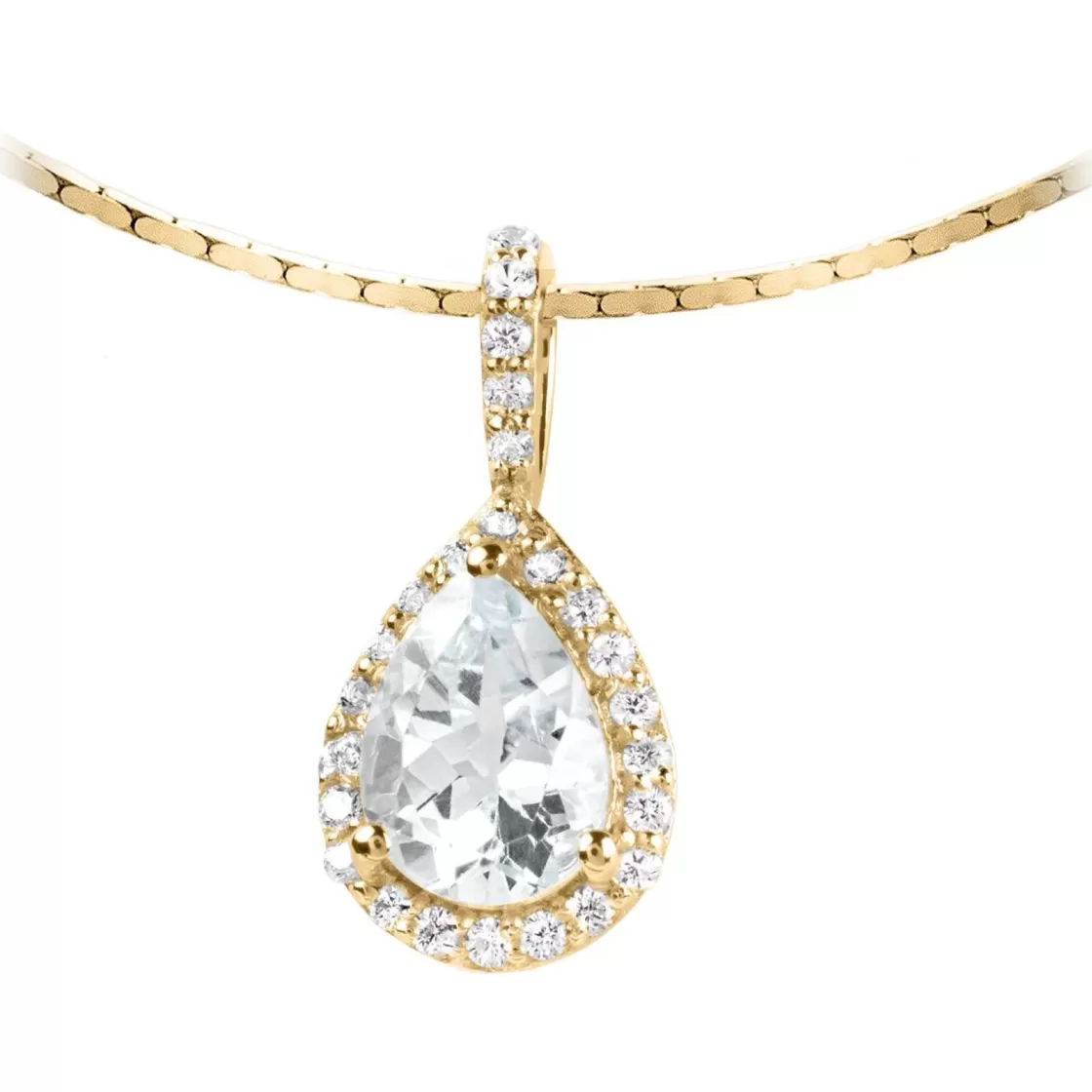 Jacques Lemans Necklace Sterling Silver Gold-Plated With White Topaz