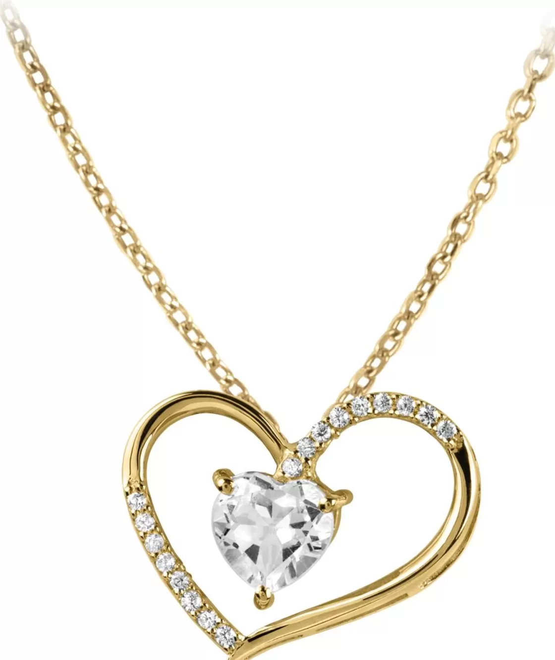 Jacques Lemans Necklace Sterling Silver Gold-Plated With White Topaz